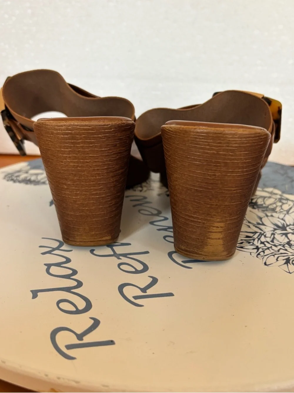 Toscanella Brown Leather Wedge Sandals Size 6.5 Made in Italy